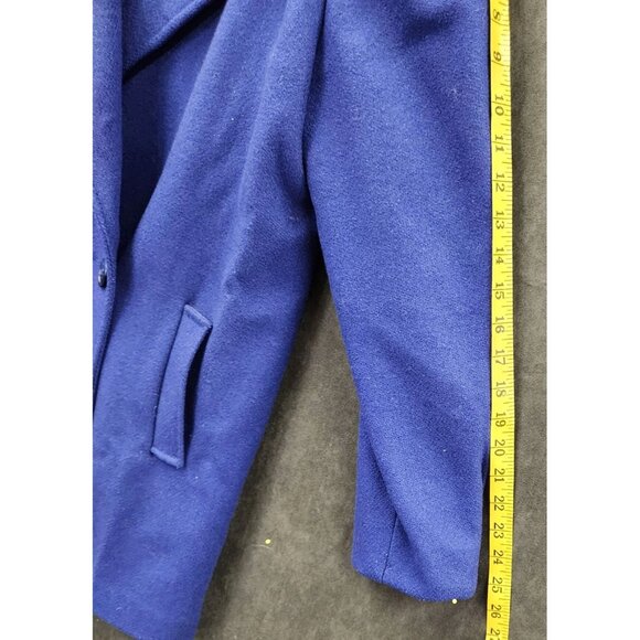 Vintage Royal Blue Union Made Wool Coat Size 9 Double-Breasted USA Made - Picture 9 of 13